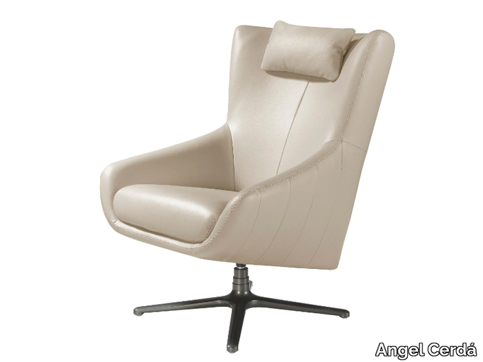 5090 - Swivel leather armchair with armrests with 4-spoke base _ Angel Cerdá