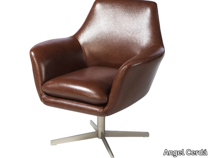 5093 - Swivel leather armchair with 4-spoke base _ Angel Cerdá