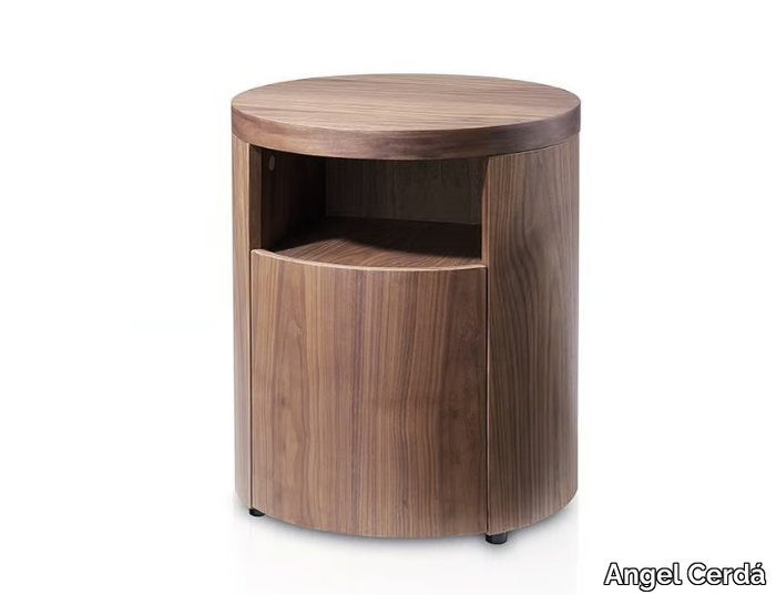 7051 - Round walnut bedside table _ Angel Cerdá