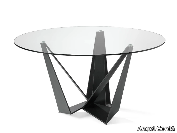 1045 - Round Glass and Stainless Steel living room table _ Angel Cerdá