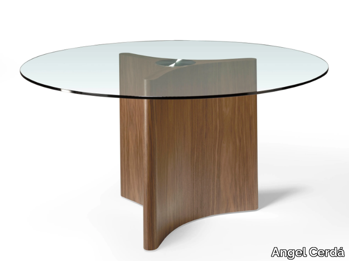 1094 - Round wood and glass dining table _ Angel Cerdá