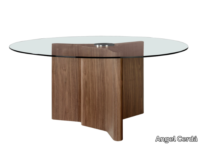 1098 - Round wood and glass dining table _ Angel Cerdá