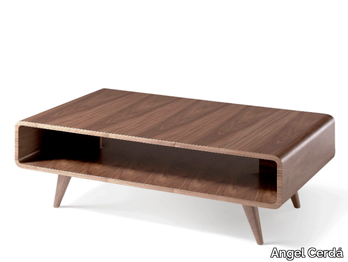 2021 - Low walnut coffee table with storage space _ Angel Cerdá