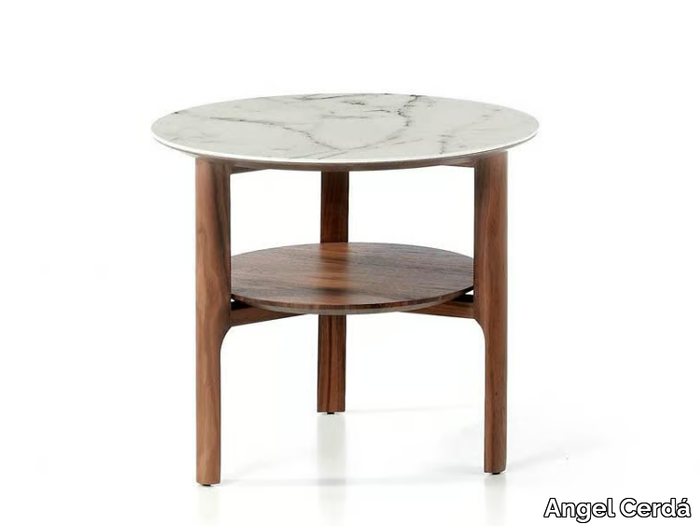 2047 - Round walnut coffee table for living room with storage space _ Angel Cerdá