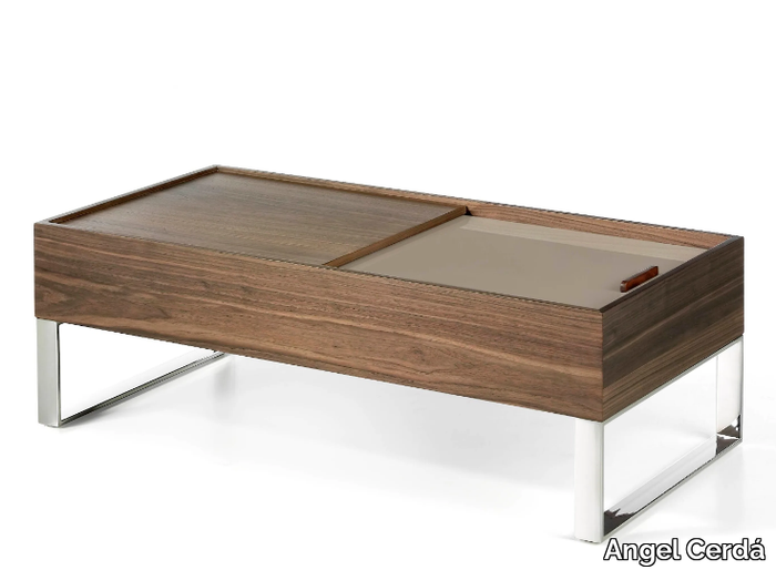 2048 - Rectangular walnut coffee table with storage space _ Angel Cerdá