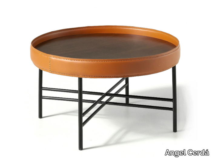 2058 - Round steel and wood coffee table with tray _ Angel Cerdá