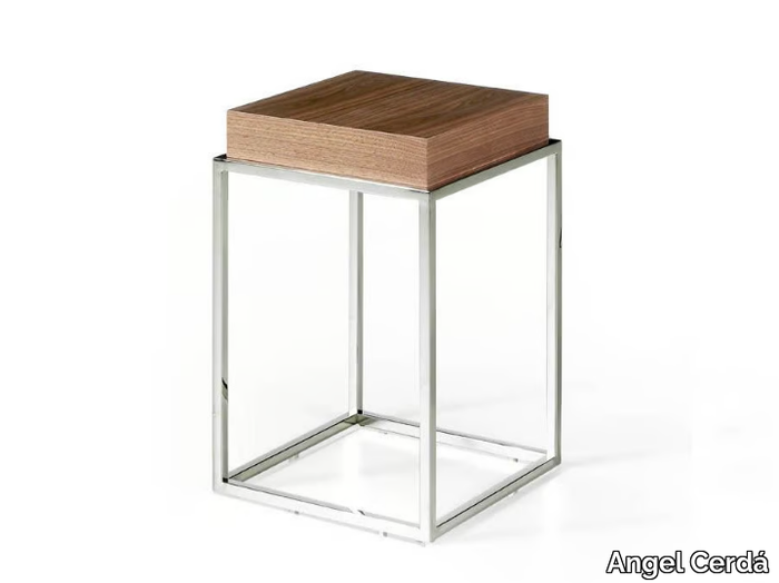 2051 - Square steel and wood side table _ Angel Cerdá