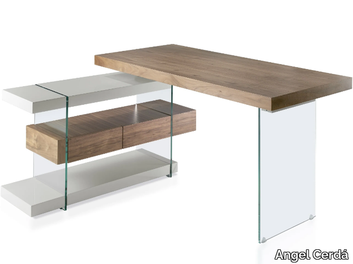 3003 - Corner wood and glass writing desk _ Angel Cerdá