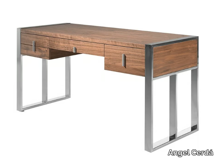 3135 - Rectangular steel and wood writing desk with castors _ Angel Cerdá