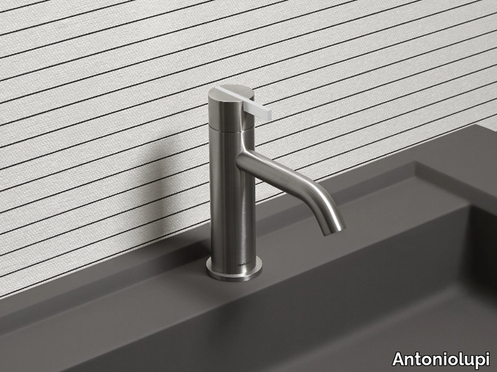 ESSENTIA - 1 hole countertop stainless steel washbasin mixer _ Antoniolupi