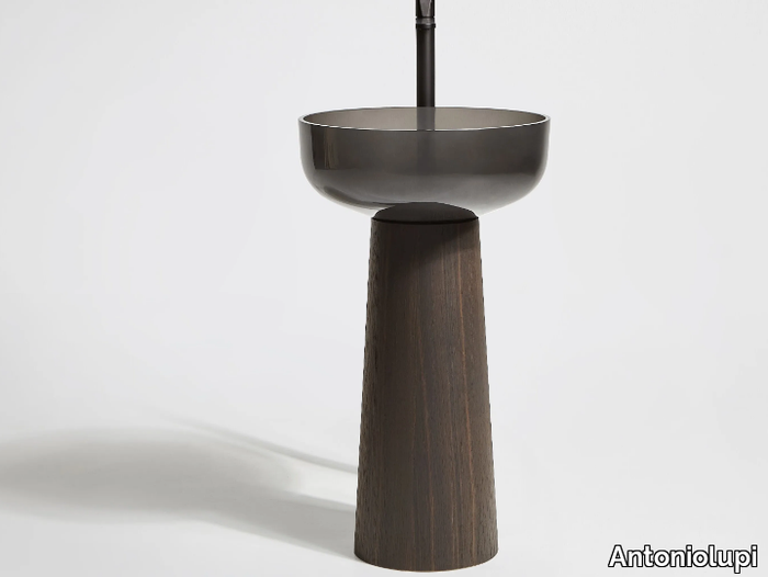 ALBUME10 + ALBUME30 - Freestanding round Flumood® and oak washbasin _ Antoniolupi