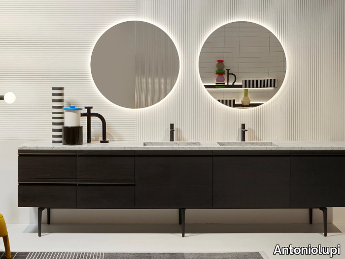 BORDERLINE - Wooden vanity unit with doors with integrated washbasin _ Antoniolupi