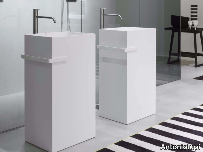 FUSTO - Freestanding rectangular Flumood® washbasin _ Antoniolupi