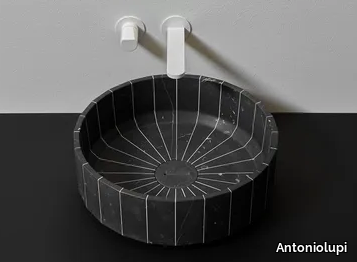 FONTE - Round single countertop Nero Marquina marble washbasin _ Antoniolupi