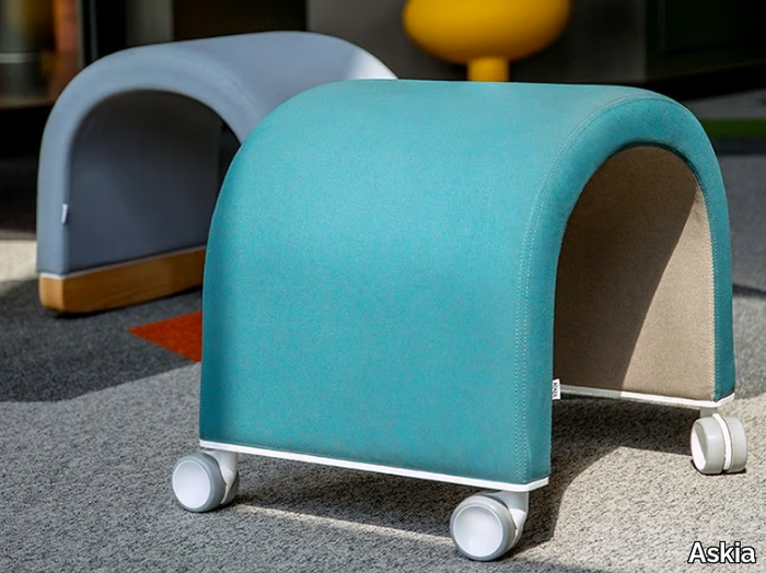 NOMAD - Upholstered low fabric stool with castors _ Askia