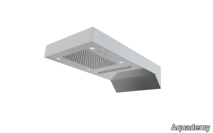 EASY SPA - Wall-mounted rectangular stainless steel overhead shower with chromotherapy _ Aquademy