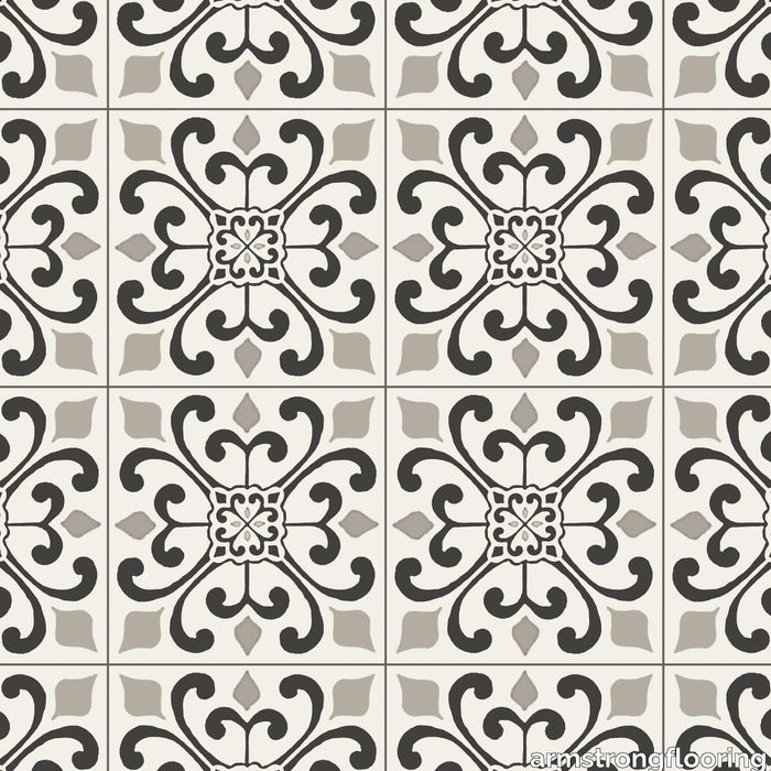 CushionStep | B3383Amador Medallion Vinyl Sheet - Heirloom Gray