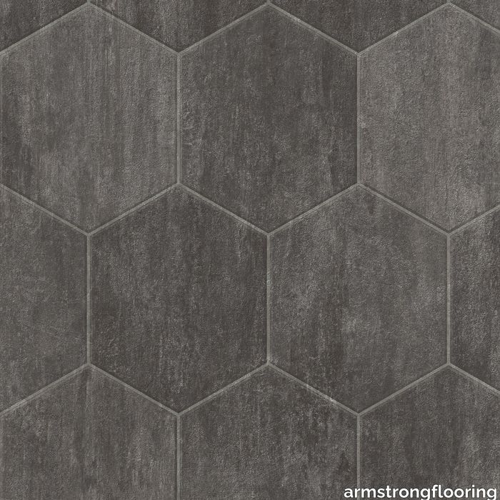 CushionStep | B3392Stone Hex Vinyl Sheet - Slate Gray