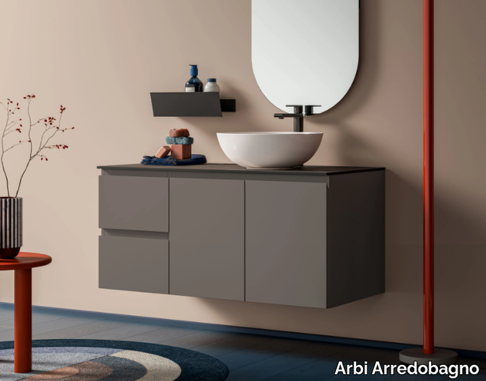 HO.ME PLUS 45° 04 - Wall-mounted vanity unit with integrated washbasin _ Arbi Arredobagno