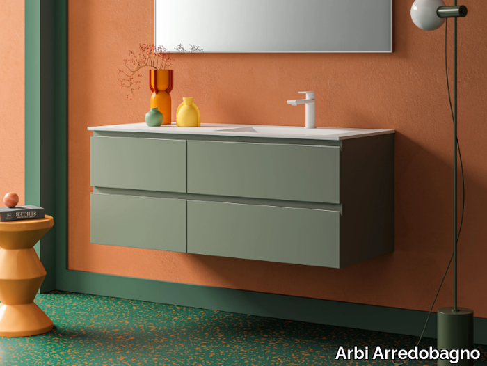 HO.ME PLUS 45° 05 - Wall-mounted vanity unit with integrated washbasin _ Arbi Arredobagno