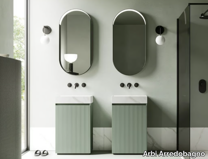 CODE RIGA 01 - Floor-standing single vanity unit with integrated washbasin _ Arbi Arredobagno