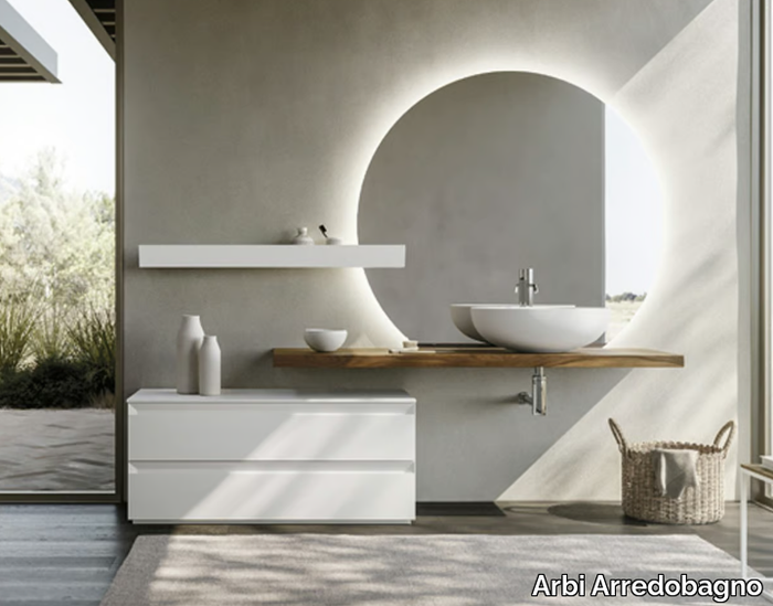 FOLD 02 - Wooden vanity unit with mirror _ Arbi Arredobagno