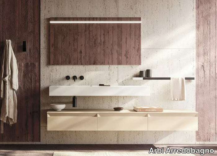 FOLD 03 - Single wall-mounted vanity unit with drawers _ Arbi Arredobagno