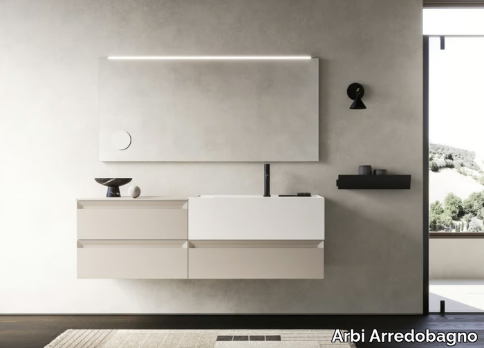 FOLD 04 - Single wall-mounted vanity unit with drawers _ Arbi Arredobagno