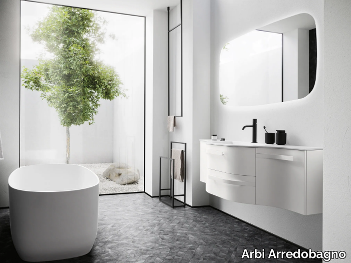 FUSION 30 - Wall-mounted vanity unit with integrated washbasin _ Arbi Arredobagno