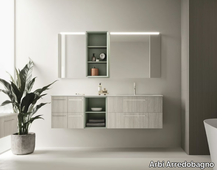 HO.ME PLUS 02 - Single wall-mounted vanity unit with drawers _ Arbi Arredobagno