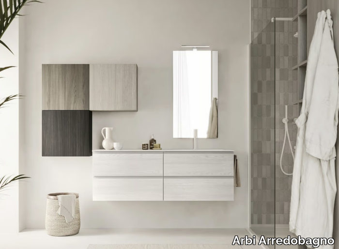 HO.ME PLUS 14 - Single wall-mounted vanity unit with mirror _ Arbi Arredobagno