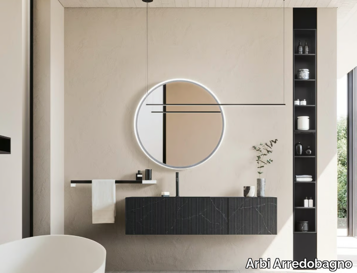 LUXOR 07 - Single wall-mounted vanity unit with mirror _ Arbi Arredobagno