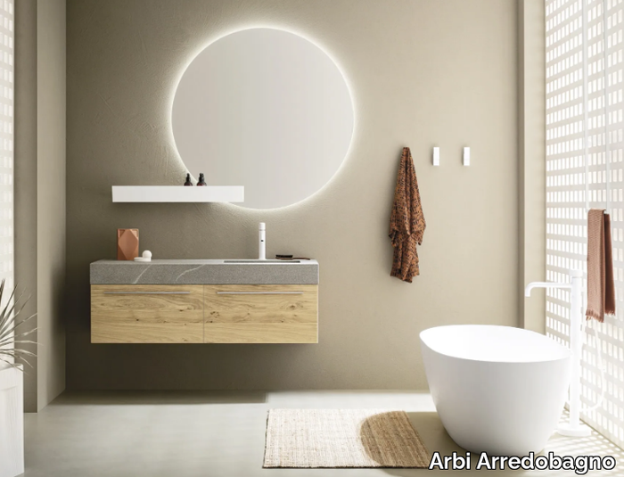 Sky Pregiati Special 07 - Wall-mounted vanity unit with integrated washbasin _ Arbi Arredobagno