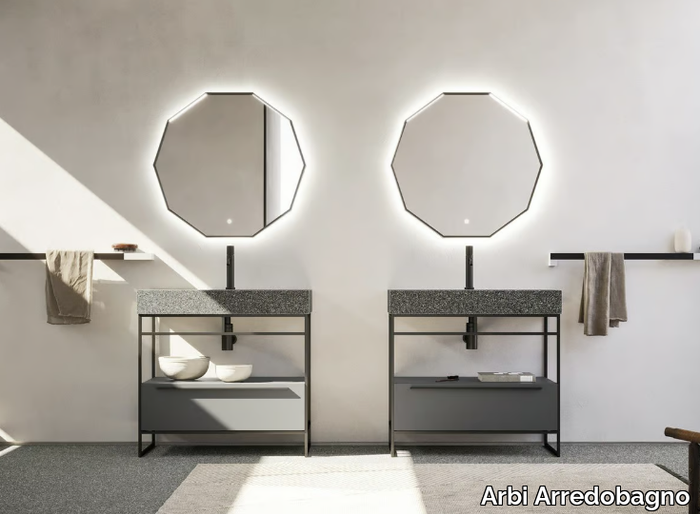 SKY LISCIO 15 - Floor-standing single console sink _ Arbi Arredobagno