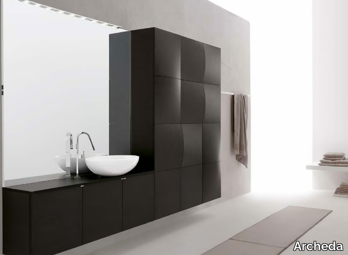 BOMBO 01 - Single wall-mounted wooden vanity unit _ Archeda