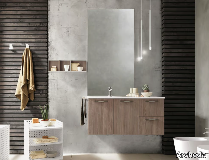 LIGHT 02 - Single wall-mounted vanity unit _ Archeda