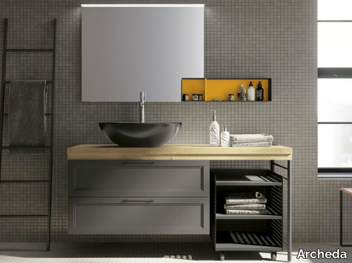 SETA 08 - Wooden vanity unit with mirror _ Archeda