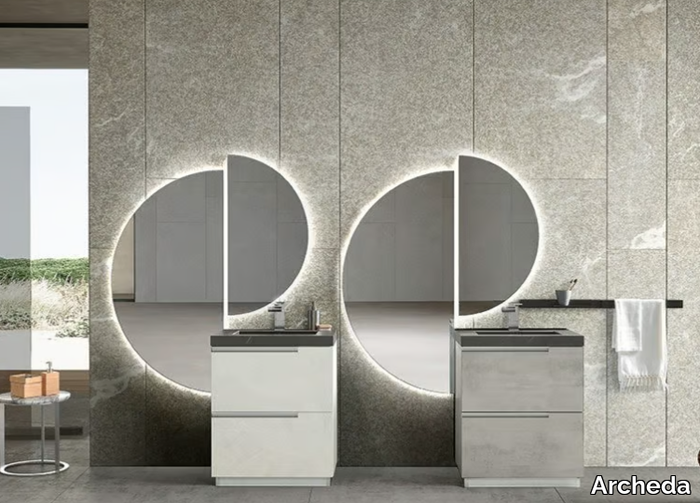 SIDE 03 - Floor-standing vanity unit with drawers with mirror _ Archeda