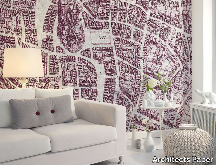 ANCIENT CITY VIEW - Nonwoven wallpaper with map _ Architects Paper