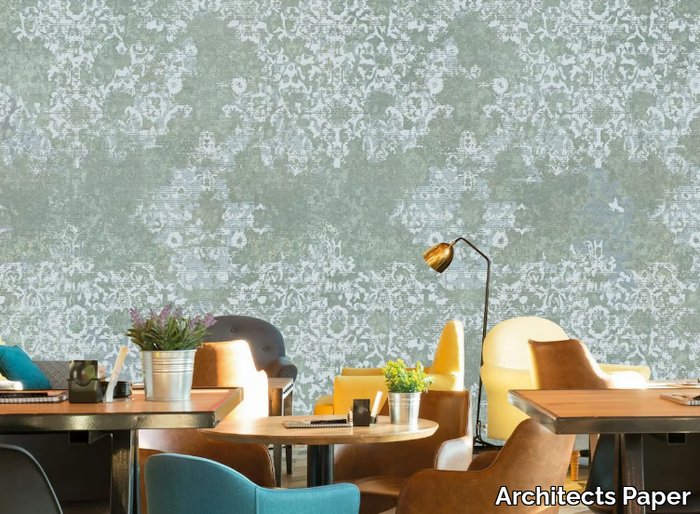 ORNAMENTAL - Fire retardant washable nonwoven wallpaper with floral pattern _ Architects Paper