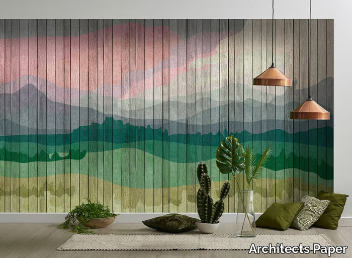 MOUNTAINS - Wood effect Digital printing landscape wallpaper _ Architects Paper