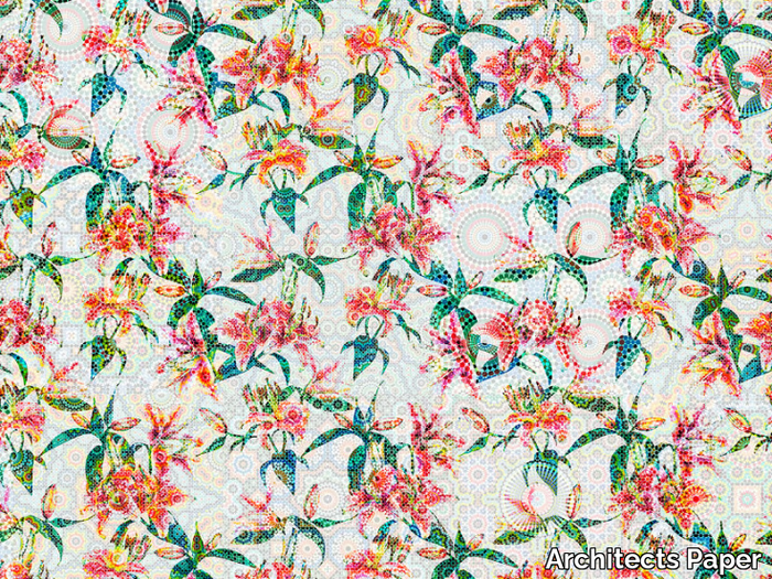 MOSAIC LILIES - Digital printing wallpaper with floral pattern _ Architects Paper