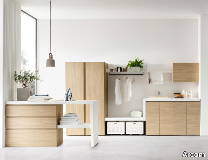 I_WASH - COMPOSITION 01 - Wooden laundry room cabinet _ Arcom