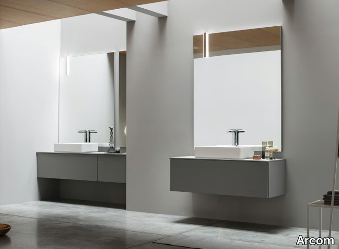 POLLOCK - COMPOSIZIONE 60 - Wooden vanity unit with drawers with mirror _ Arcom