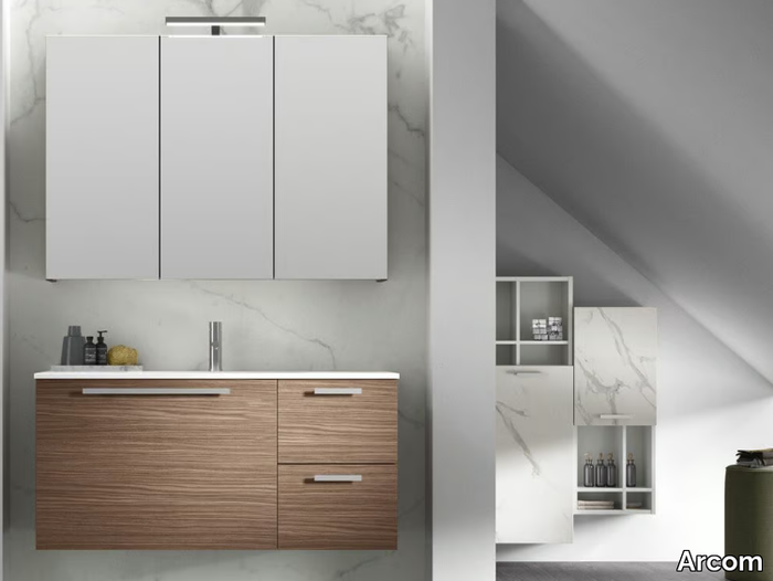 POLLOCK - COMPOSIZIONE 85 - Wooden vanity unit with mirror _ Arcom