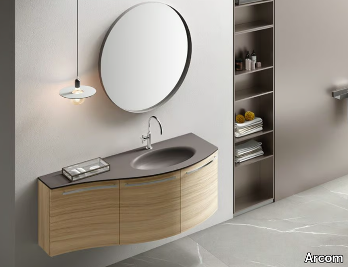 POLLOCK - COMPOSIZIONE 86 - Wooden vanity unit with mirror _ Arcom