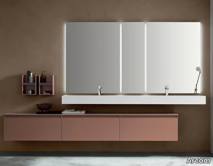 RAIL - COMPOSITION GOLA 14 - Double wall-mounted vanity unit with drawers _ Arcom