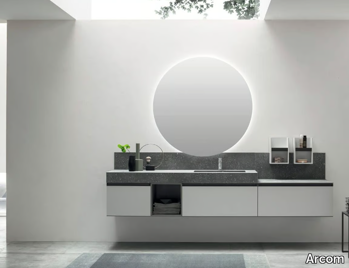 RAIL - COMPOSITION GOLA 13 - Single wall-mounted vanity unit with integrated washbasin _ Arcom