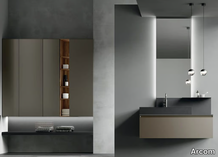 RAIL - COMPOSITION GOLA 04 - Single wall-mounted vanity unit with cabinets _ Arcom