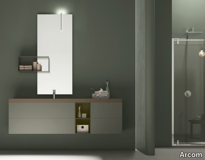 POLLOCK - COMPOSIZIONE 65 - Single washbasin cabinet in wood and Tecnoril® _ Arcom